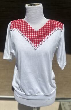 Vintage The Produce Company Gingham Lace Trim Top Womens Small Cottagecore Crop